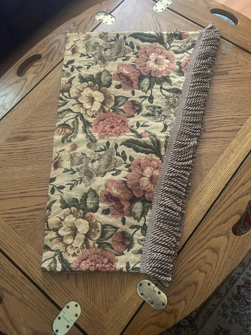 Three Vintage Floral Tapestry Valences w Fringe